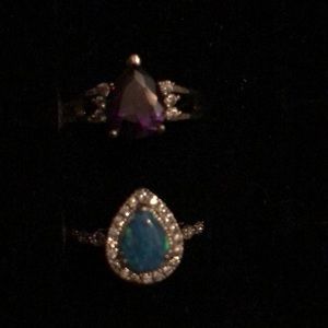 Fragrant jewels size 6 set of 2 pear shaped rings